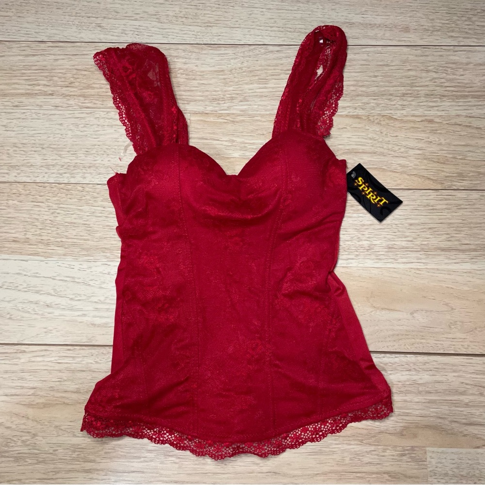 Small Red Lace Corset Top - Picture 3 of 9